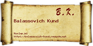 Balassovich Kund névjegykártya